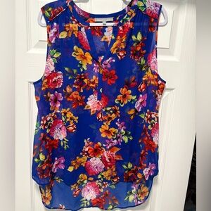 Daniel Rainn Blue and Red Floral Sleeveless Top